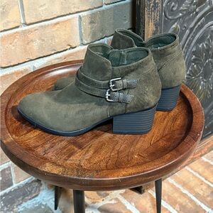 Sonoma Olive Suede Ankle Boots with Buckle Detail NWT